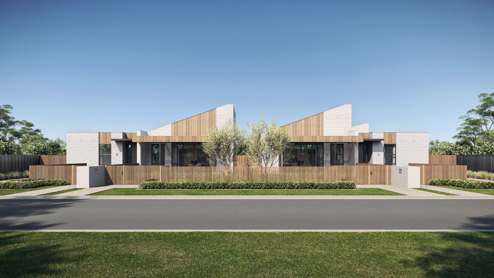 3D streetscape render of NDIS SDA duplex housing project