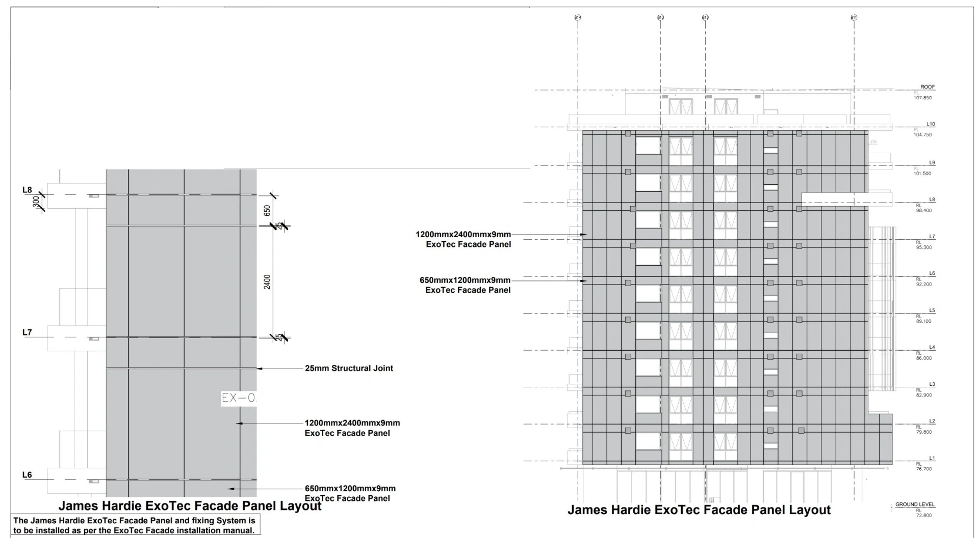 Facade workshop drawing and technical documentation for commercial cladding project Australia