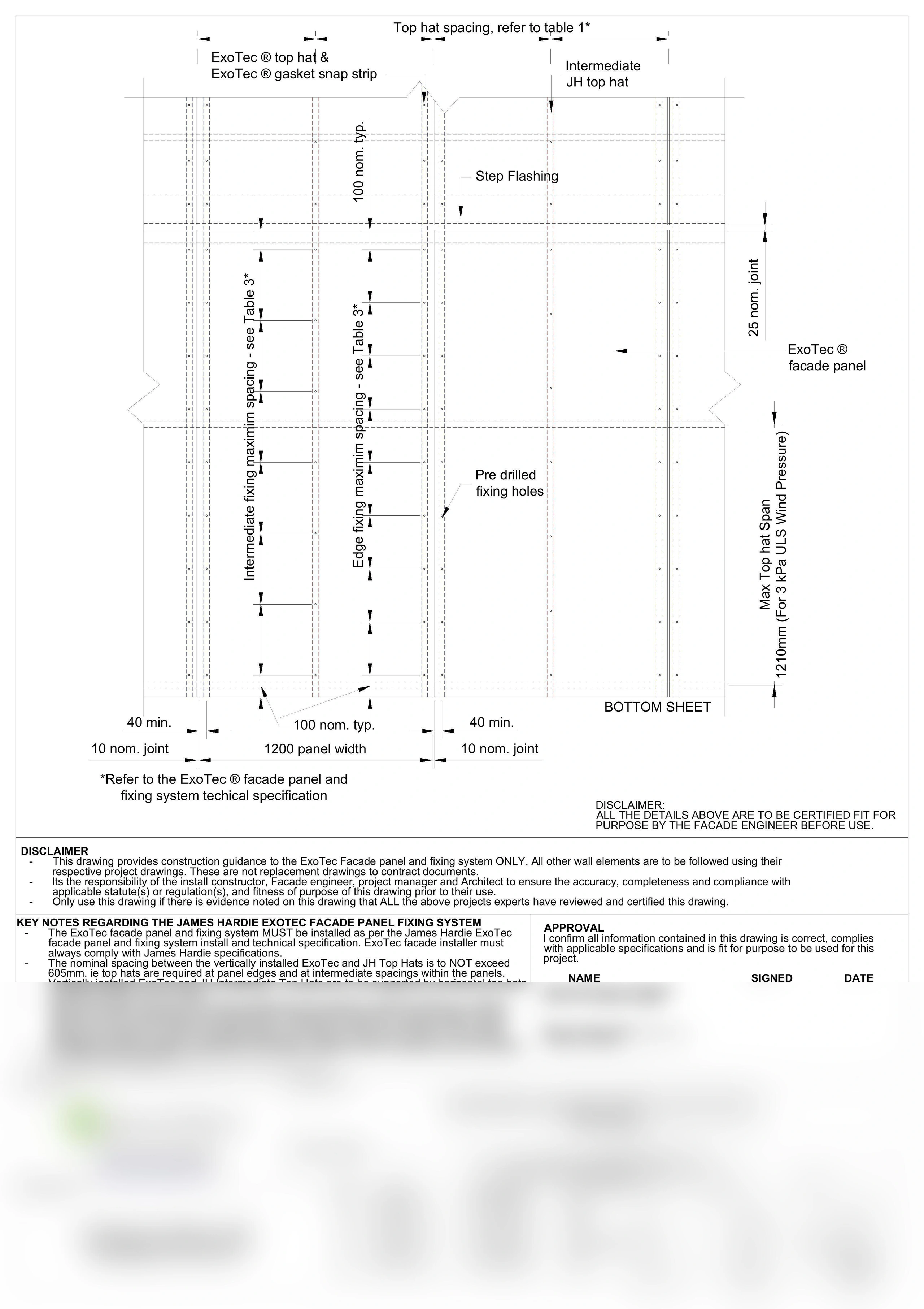 Typical panel and framing layout workshop drawing
