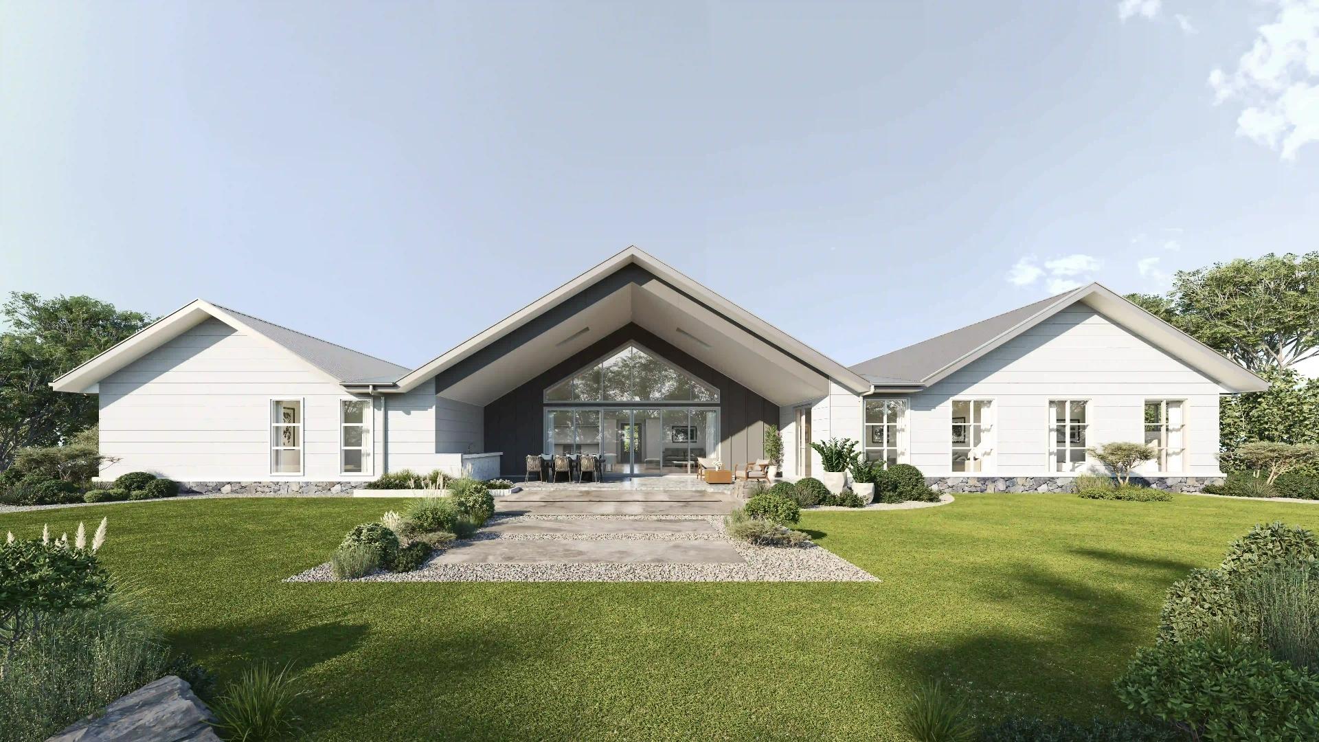 Acreage home exterior 3D architectural render Australia