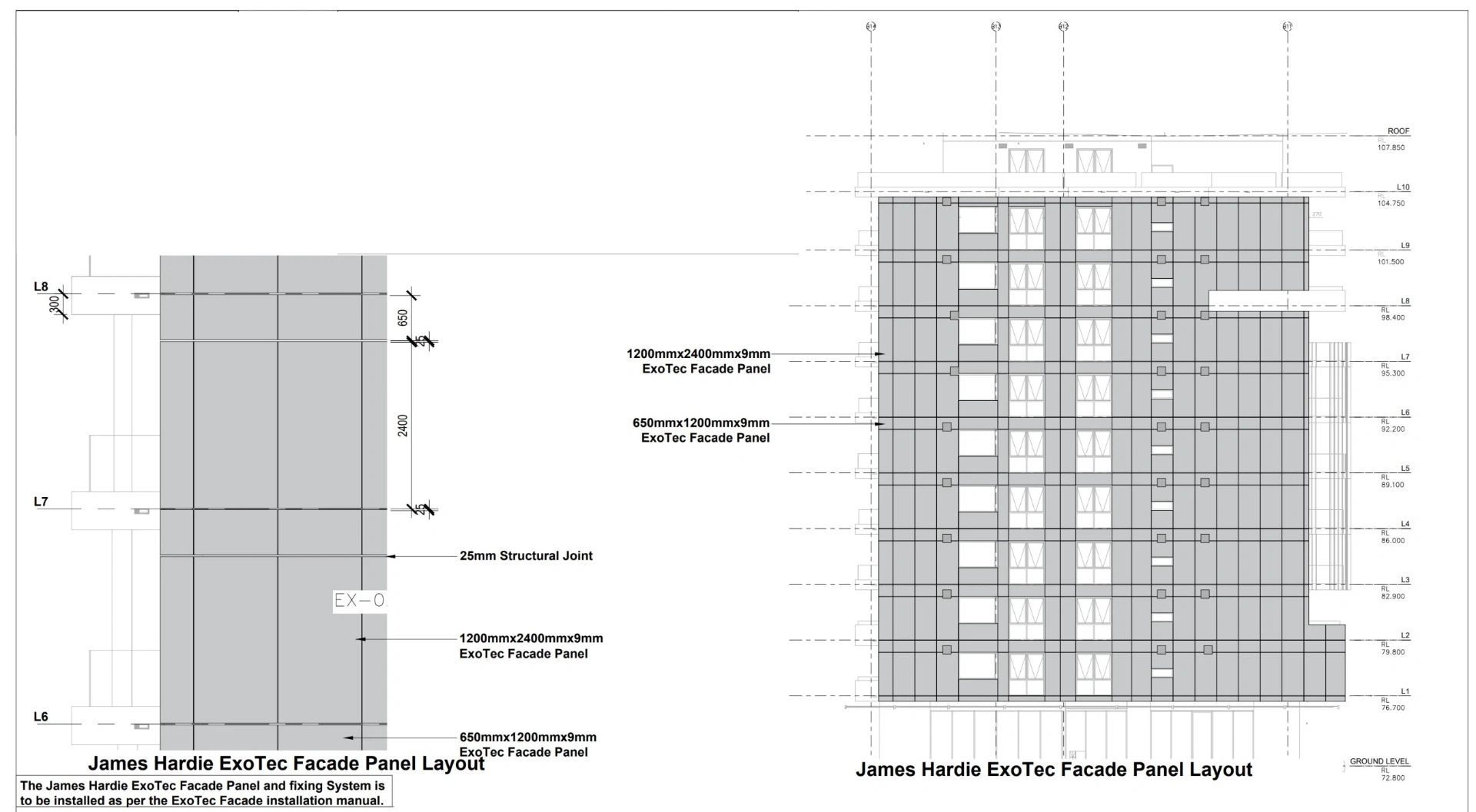 Facade workshop drawing and technical documentation for commercial cladding project Australia