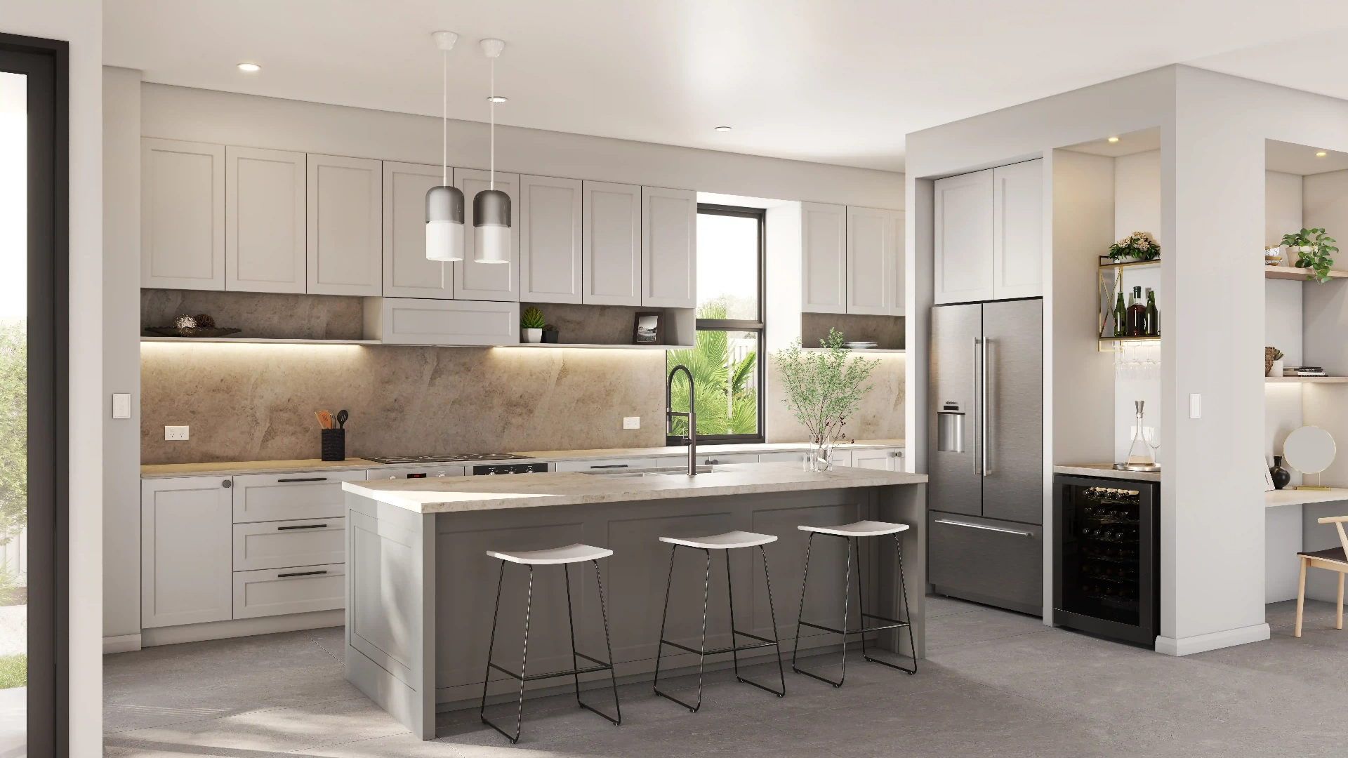 Photorealistic interior kitchen 3D render for property developer
